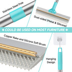 Carpet Rake for Pet Hair Removal Tool, Reusable Pet Hair Remover Broom, Dog&Cat Hair Remover Scraper Rake with 54” Adjustable Long Handle, 3 Pcs Carpet Brush Rake for Rugs, Mats, Couch, Furniture