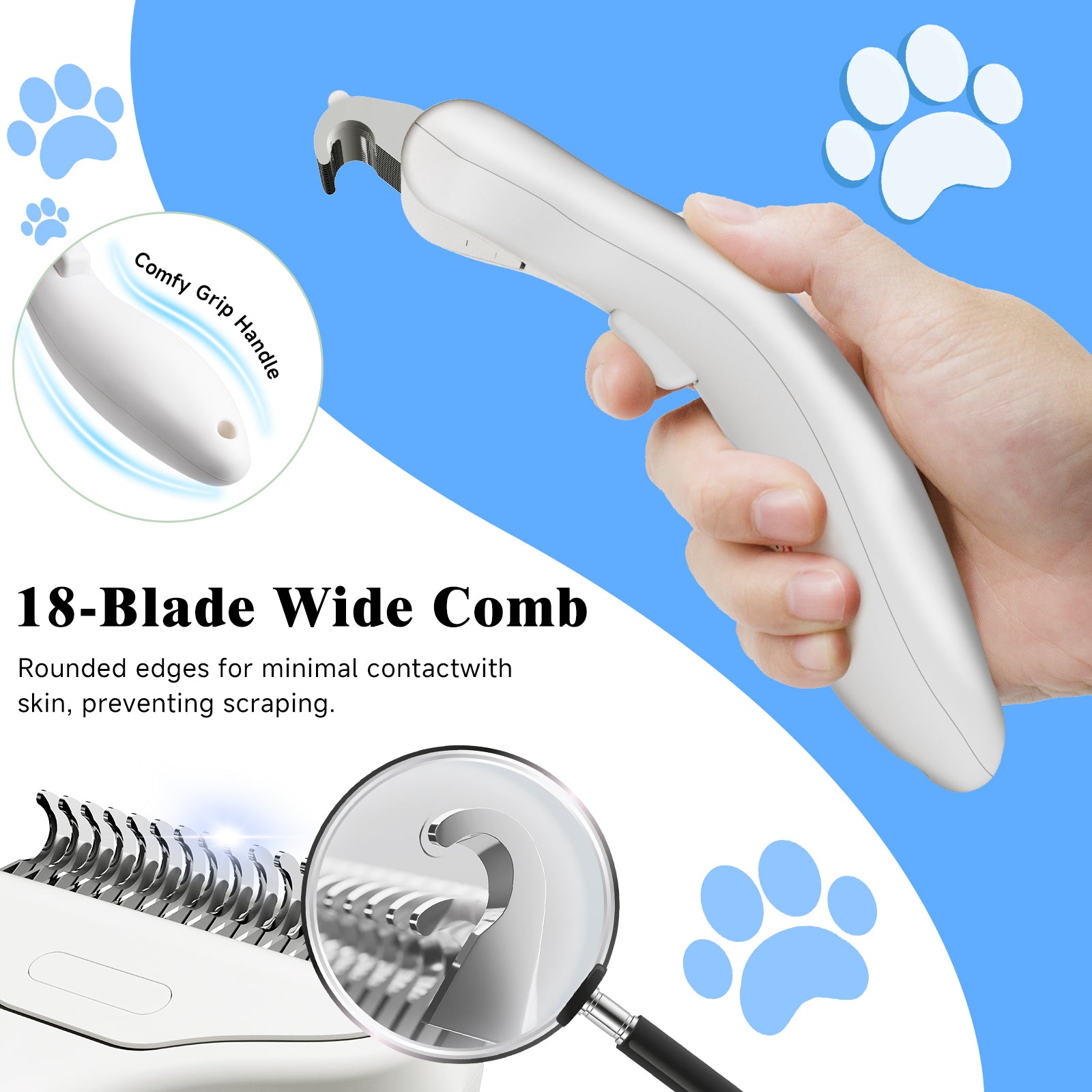 Pet Steam Brush for Dog & Cat - 3-in-1 Steam Grooming Slicker Brush & Undercoat Rake for Shedding - Self Cleaning Spray Comb with Mist for Long & Short Haired Pets - Includes Waterless Shampoo, Blue