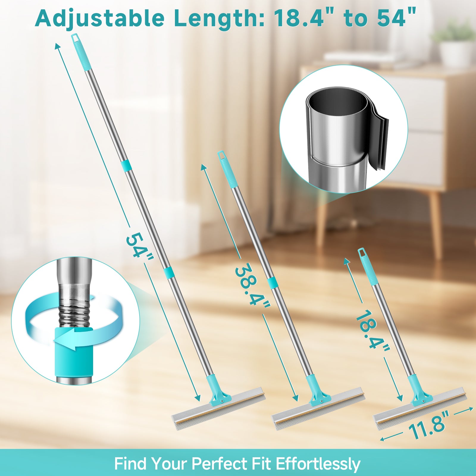 Carpet Rake for Pet Hair Removal Tool, Reusable Pet Hair Remover Broom, Dog&Cat Hair Remover Scraper Rake with 54” Adjustable Long Handle, 3 Pcs Carpet Brush Rake for Rugs, Mats, Couch, Furniture