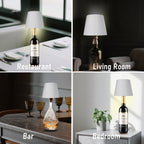 Desk Lamps Bottle Lamp for Liquor & Wine Bottles, Bottle Top Light,Rechargeable 3-Tone Touch-Dimmable White